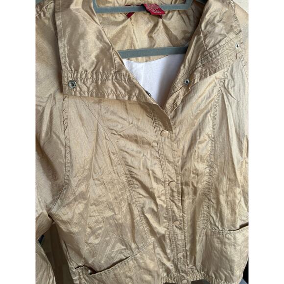 Vintage Tudor Court Nylon Jacket Coat Wind Breaker Cotton Size Large Gold Beige - Picture 7 of 8